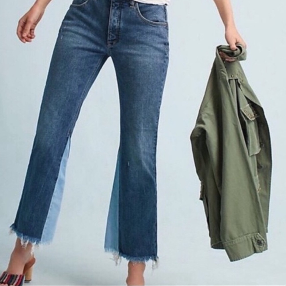 Pilcro and letterpress two toned jeans